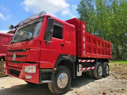 Camions Howo d'occasion rouges Euro 2, camion-benne d'occasion cabine HW76