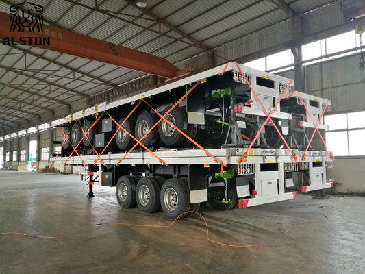 Semi-remorque à plateau à 3 essieux, 12,5 m, remorque à conteneurs à 40 pieds
