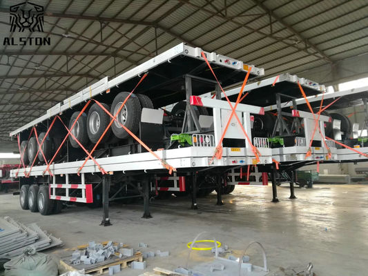 Semi-remorque à plateau à 3 essieux, 12,5 m, remorque à conteneurs à 40 pieds