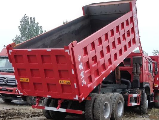 Camion Benne Howo d'occasion rouge 20CBM 371CV 375CV 6x4