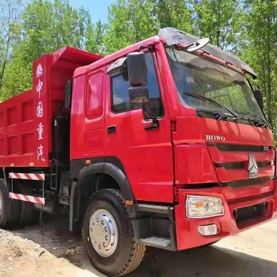 Camions Howo d'occasion rouges Euro 2, camion-benne d'occasion cabine HW76