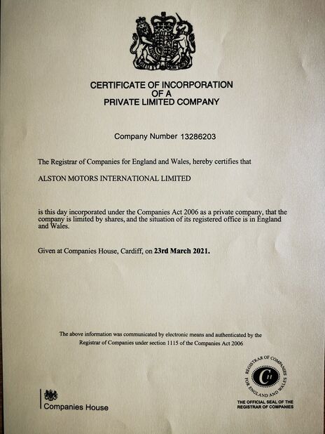 Chine Qingdao Alston Motors Co., Ltd. certifications